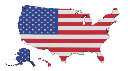 Isolated USA Map Flag