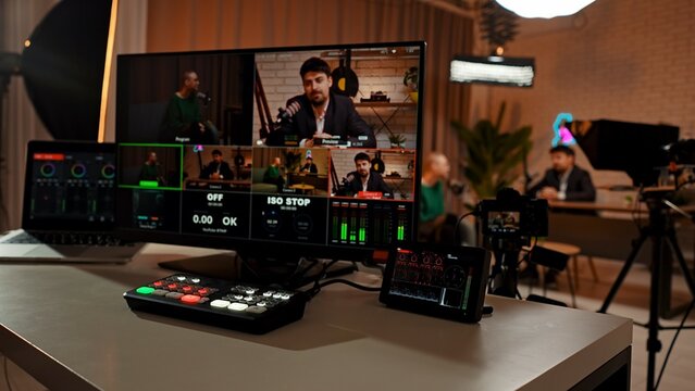 Professional Video Production Studio with Diverse Broadcasting Equipment