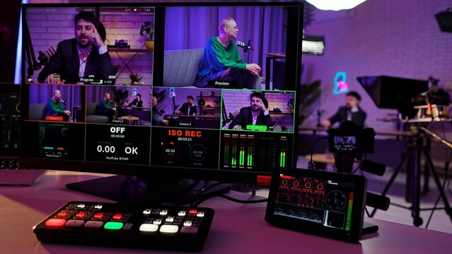 Professional Video Production Studio with Diverse Broadcasting Equipment