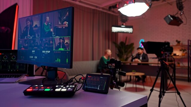 Professional Video Production Studio with Diverse Broadcasting Equipment