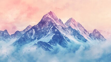 Obraz premium Artistic mountain landscape with soft mist and bright pastel colors, high resolution picture