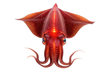 Red squid swimming gracefully in the ocean showcasing vibrant colors and unique features for educational materials or nature projects