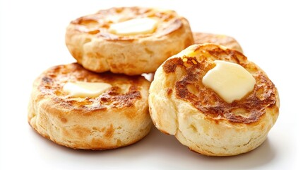 Freshly Baked Muffins with Butter Served on a White Plate