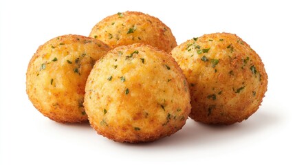 Golden and Crispy Fried Balls with Garnish for Appetizing Delight