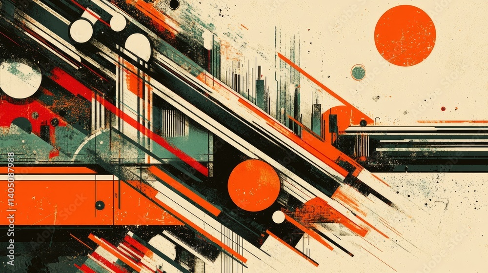 Poster abstract geometric patterns with bold colors and dynamic lines