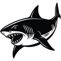 Blue shark vector illustration swimming underwater, a wild marine predator