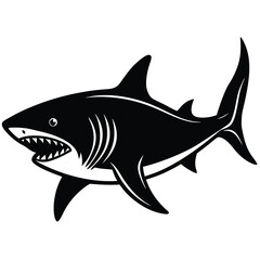 Dangerous white shark vector illustration, marine predator