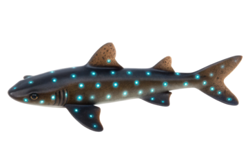 Unique decorative shark sculpture with blue spotted design for home decor and ocean-themed display