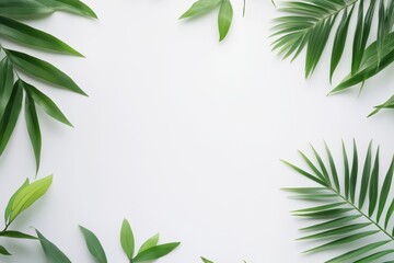 Fresh Green Tropical Leaves Frame