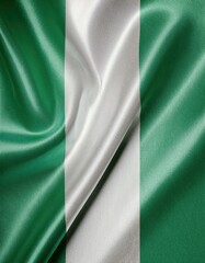 Obraz premium Silky nigerian flag fabric waves displaying green and white stripes
