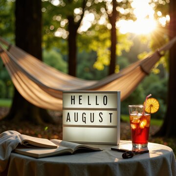 hello august sign on a hammock