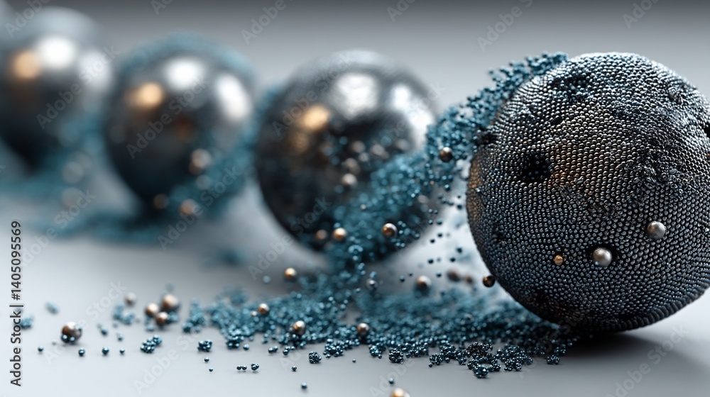 Poster abstract metallic spheres with scattered particles
