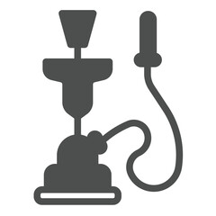 Hookah with smoke pipe solid icon, arabian desert concept. Vector graphics. Coil hookah, smoking sign on white background, glyph style icon for mobile or web design.
