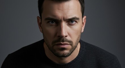 Fototapeta premium Intense portrait of a man with a serious expression