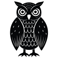 Cute brown owl vector perched on a nature branch