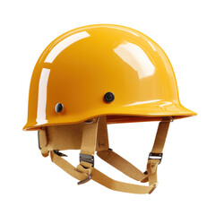 Fototapeta premium Yellow hard hat for construction and safety. Protective headgear for industrial work and site safety.