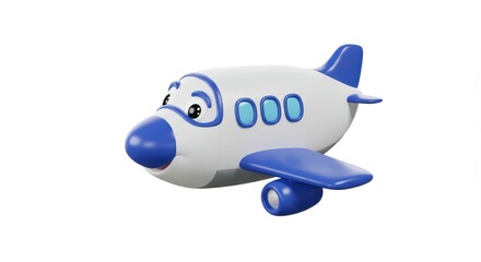 Cartoon Airplane Flying Illustration on White Background