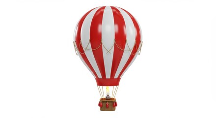 Naklejka premium Floating Hot Air Balloon with Stripes and Flame