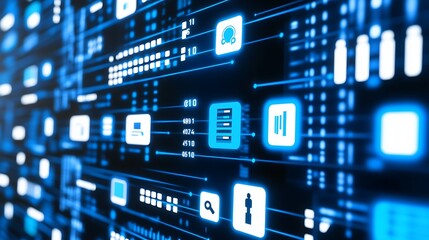 Fototapeta premium Complex network of digital information and data streams.