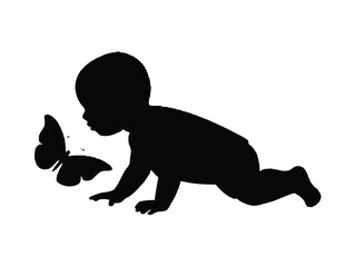 A Flat Silhouette Crawling Baby Butterfly Profi