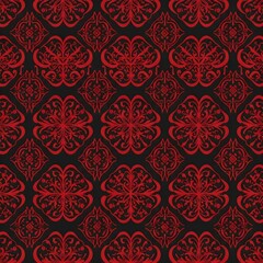 Seamless traditional fabric pattern with intricate timeless designs.