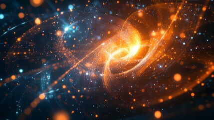 Fototapeta premium Cosmic Nebula: A vibrant swirl of orange and blue nebula, glowing with energy and cosmic dust.