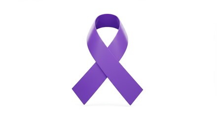 Purple Ribbon on White Background for Awareness Support