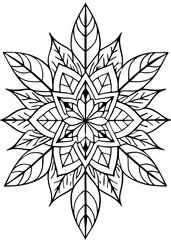 Geometric Mandala: Intricate Vine and Leaf Design, Elegant Botanical Art zen web yoga dark line shape