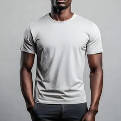 man wearing white t-shirt mockup on white background