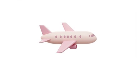Fototapeta premium Airplane Flying Pink Aircraft on White Background