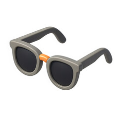 3D Sunglasses with Black Lenses and Orange Bridge