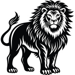Powerful lion head vector illustration, a wild beast silhouette