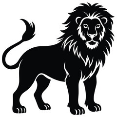 Wild lion vector illustration, a black beast head tattoo