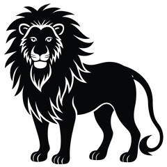 Wild vector lion head illustration, a black predator silhouette