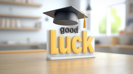 Celebratory graduation cap soaring in slow motion educational setting digital art indoor environment inspirational concept