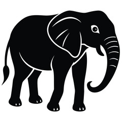 A cheerful gray baby elephant cartoon with a big trunk, a cute wild animal vector illustration