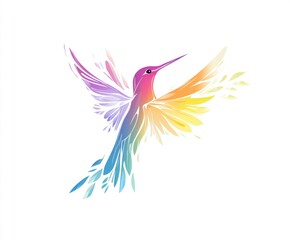 Fototapeta premium A Colorful Bird in Flight Depicted with Abstract Style