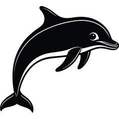 Aquatic dolphin silhouette vector art of a swimming sea mammal