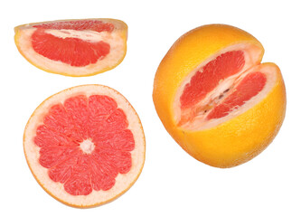 Grapefruit slices isolated on a white background, contour