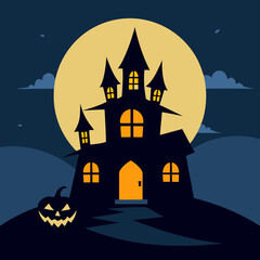 halloween background with haunted house