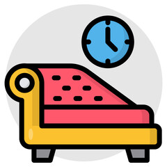 A colored design icon of couch 