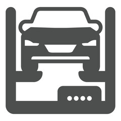 Car with elevator solid icon, car service concept. Vector graphics. Lift for motor vehicle, repair sign on white background, glyph style icon for mobile or web design.