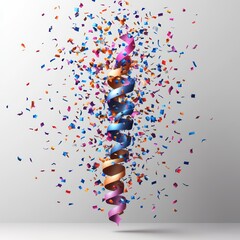 Party popper with confetti and ribbons vector illustration on a transparent background