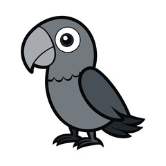 Cartoon Grey Parrot Illustration