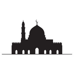 AlAqsa mosque minimal logo vector symbol illustration design silhouette White Background.