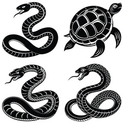 Obraz premium Black vector serpent tattoo illustration