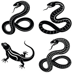 Obraz premium Black vector serpent tattoo illustration