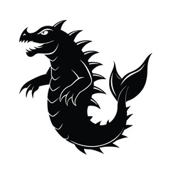 giant sea monster black and white silhouette