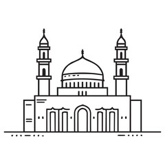 AlAqsa mosque minimal logo vector symbol illustration design silhouette White Background.