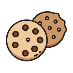 Fototapeta premium Chocolate Chip Cookie Icon Representing Baked Dessert and Sweet Treats